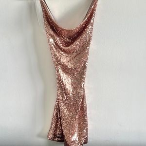 pink sequenced sparkly mini dress